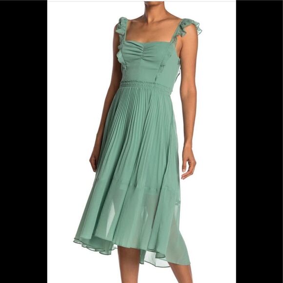🔥Club Monaco pleated flounce midi dress size 14, NWT - Picture 1 of 8